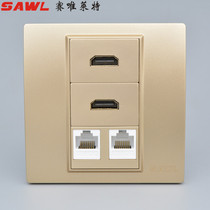 Model 86 champagne network high-definition panel dual HDMI TV with 2 free Category 5e computer module sockets