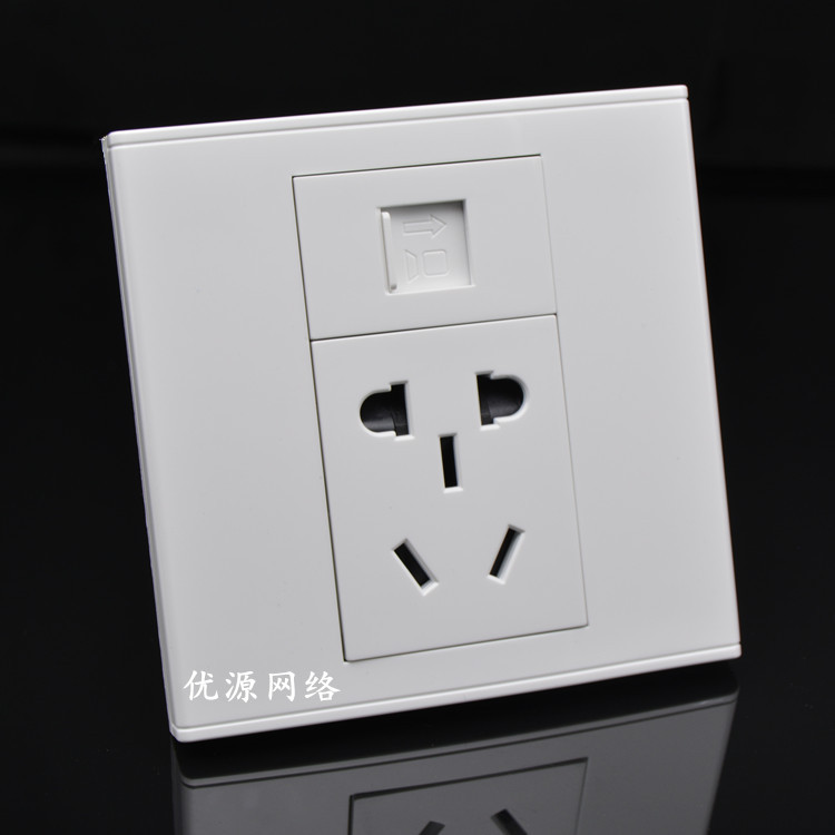 86 type six network cable with power wall socket CAT6 network computer broadband GB five-hole two-in-one panel