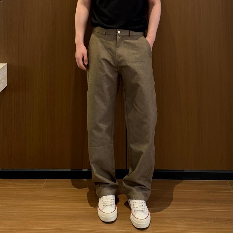 Zpag American-Style High-End Simple Retro Three-Dimensional Cut Versatile Solid Color Straight-Leg Pants