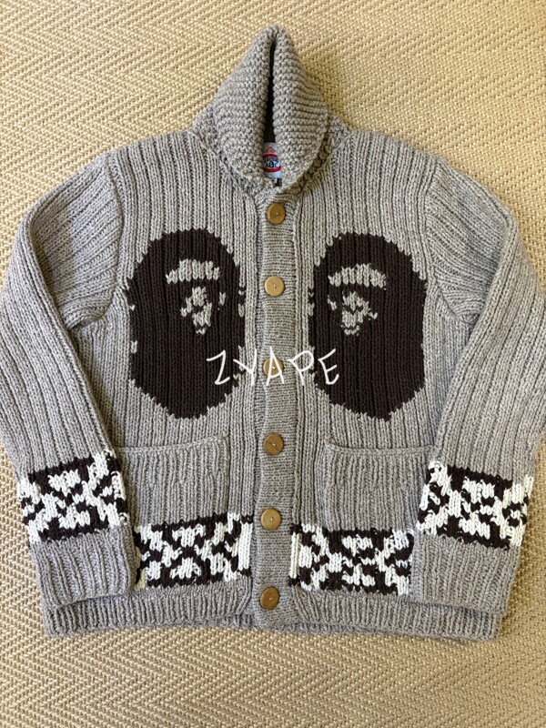 Bape Big Ape Head Wool Buttoned Sweater Jacket