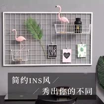 Metal decorative mesh shelf iron mesh mesh iron art rack hanging wall photo wall kindergarten work display rack