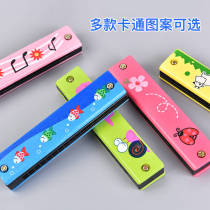 Harmonica Childrens Toy Kindergarten Baby beginner C Percussion Instruments 16 trous Cartoon Wooden Harmonica