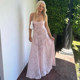 KLIOU French romantic atmosphere sweet pink suspender dress feminine retro slim slim long skirt trendy
