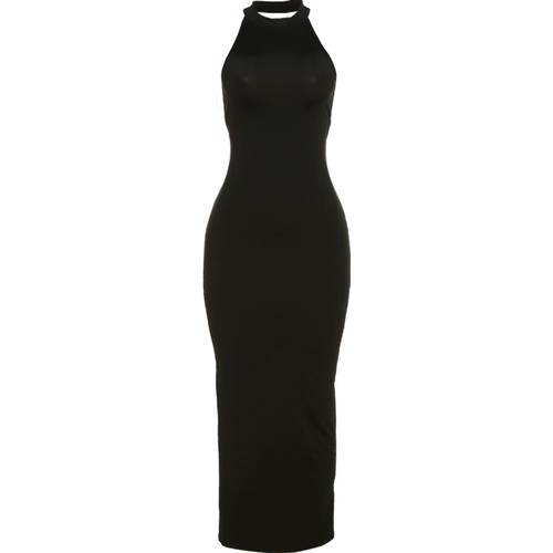 KLIOU Черное сексуальное платье без рукавов, длинная юбка, европейский стиль, в обтяжку