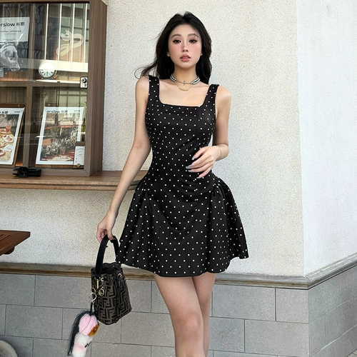 KLIOU Платье без рукавов без рукавов, мини-юбка, в американском стиле, квадратный вырез, по фигуре