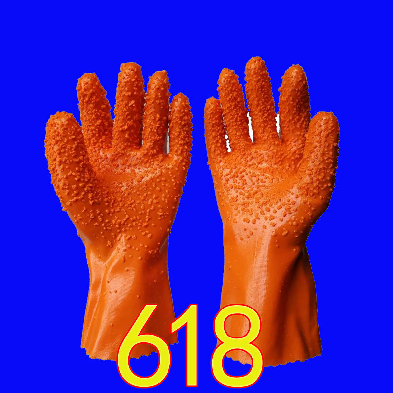 Shul 618 anti-slip gloves kill fish full immersion plastic Large grain waterproof anti-slip, abrasion resistant and acid-resistant pH resistant