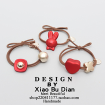Exquisite and cute ~ five-pointed star hair rope head rope ponytail hair accessories this year red cartoon Hairband small leather band accessories