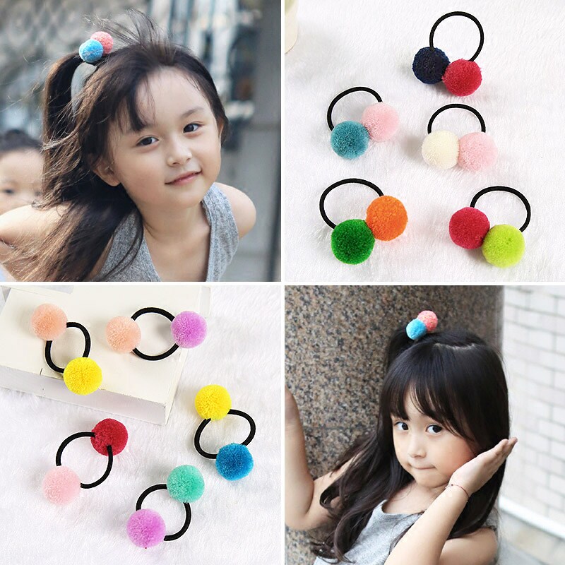 Children's hair adorned with cute hair balls hair ring little girl not hurting hair rubber band girl baby small hair ring hair ring trinket