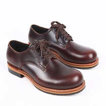 Brown round head low-top casual shoes Lace-up leather mens work shoes Goodyear on-line mens shoes vintage shoes