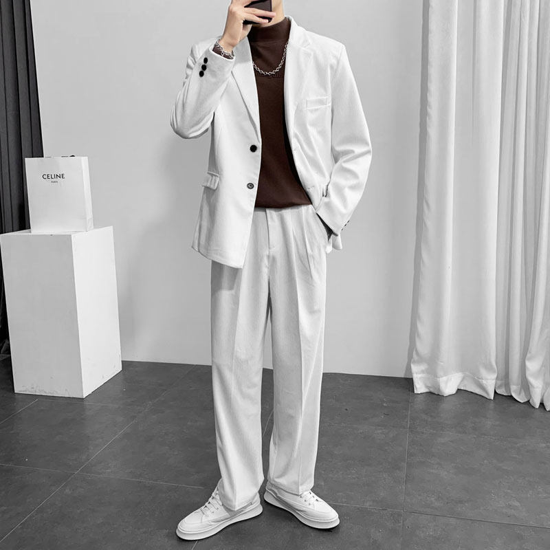 Winter advanced senses fashion trends Relaxed Handsome CASUAL LIGHT CORE SUEDE SUIT JACKET MALE YOUTH KOREAN VERSION WESTERN SUIT JACKET