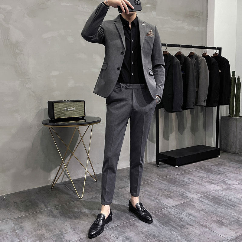 Winter Two Buttons Advanced Senses Fashion Trends Casual Business Suit Men Suit Youth Korean Version Sashimi Street Handsome
