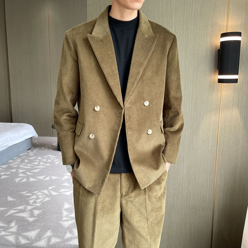Autumn Winter Fashion Loose Jacket Man Suit Youth Han Version Trend Light Core Suede Warm Blouse Jacket Casual Handsome