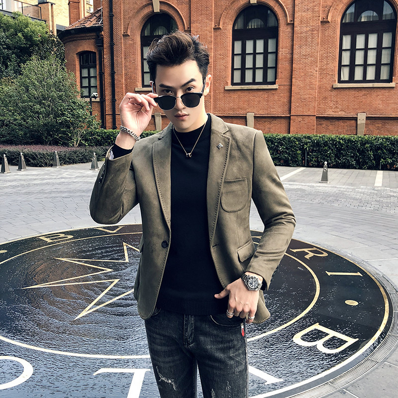 Autumn and winter new suede suit men's jacket youth Korean version of the trend student casual small suit slim top