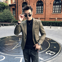 Autumn and winter New suede suit mens jacket youth Korean trend students casual small suit slim top