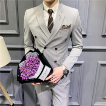 Striped new suit mens suit casual business professional dress youth Korean slim a set of handsome suit tide