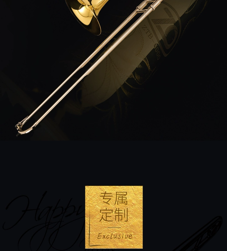 Đồng thau châu Âu trombone ZTB-6000 loại B / F sơn vàng trombone chuyên nghiệp - Nhạc cụ phương Tây