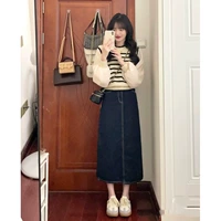 Джинсовая юбка, весенний комплект, подходит для подростков