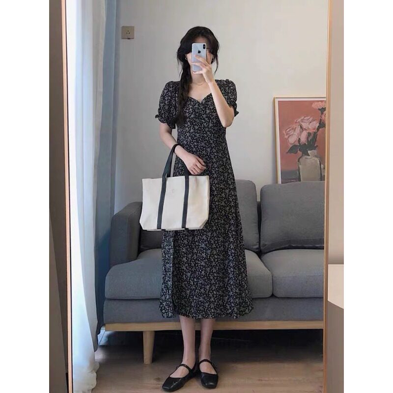 Fa-style vintage Hercules with light and warm temperament The elder sister receives a waist display slim lead with a blistering sleeveless black crushed floral ocean dress