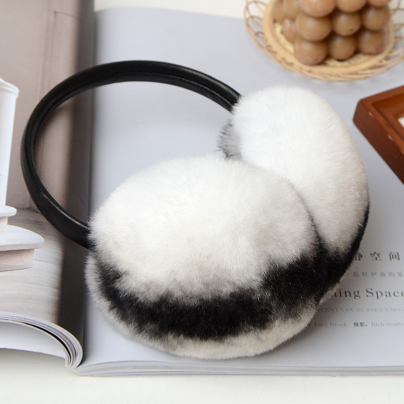 New whole leather extra-large true Rex rabbit fur fur straw ear cover male and female warm ear bag autumn winter leather straw ear cover adjusting ear cover