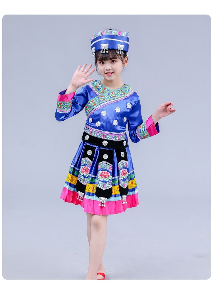 New Model March 3 Guangxi Zhuang Clothing Bamboo Pole Dance Clothing Girls Tu Family Yao