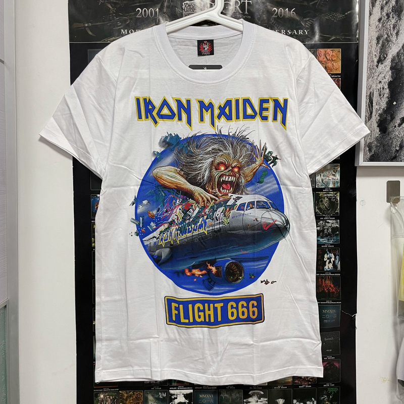 [Thai Version] Iron Maiden Band Thailand Imported Short-Sleeved White T-Shirt Rock Metal A-2