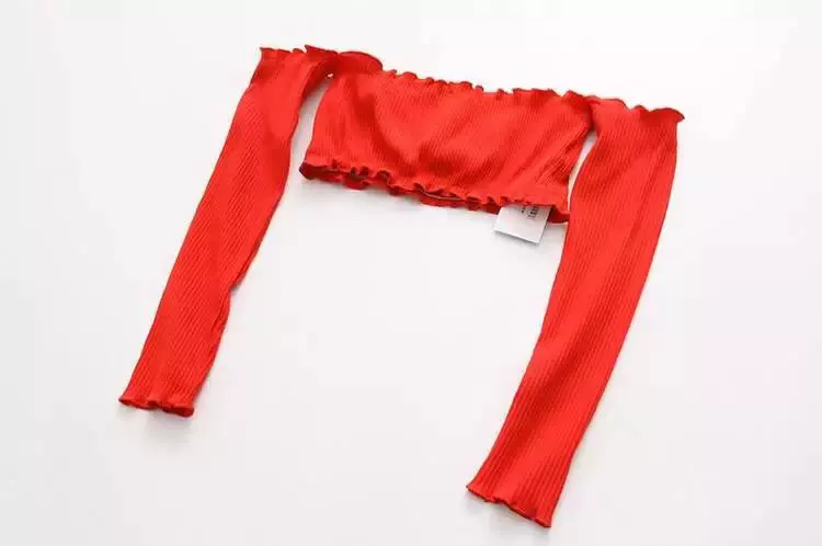[Длинный рукав майка сексуальный открытый плечо вечерний Bustier Crop top]