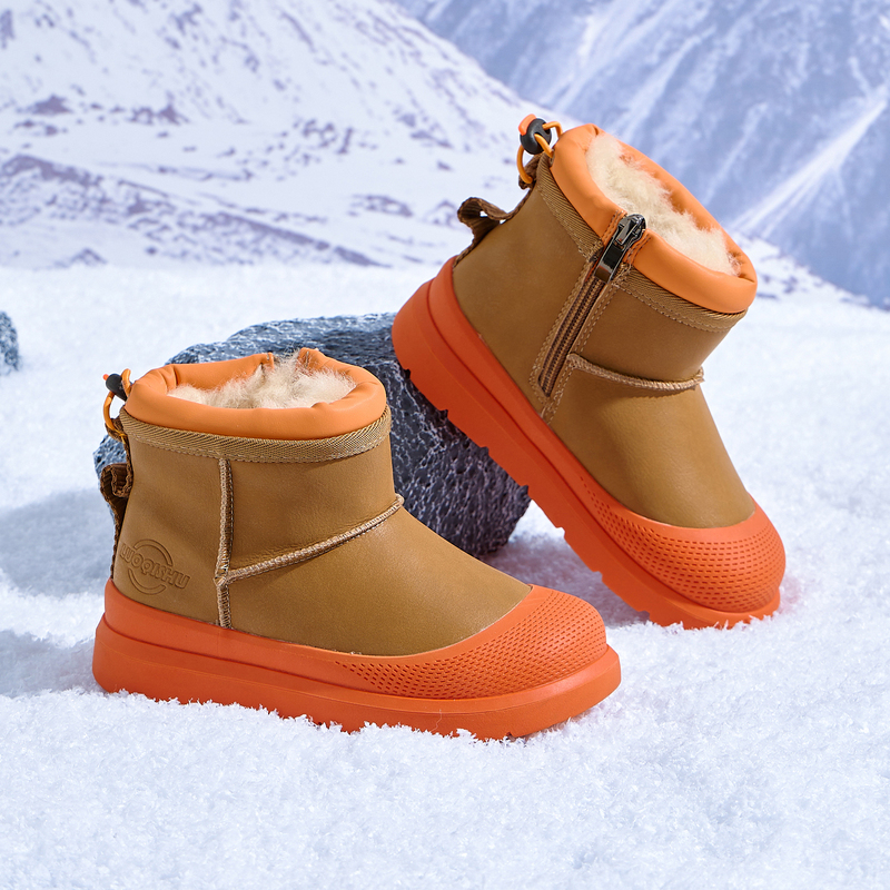 Fully Waterproof Kidsren's Snow Boots, Fur-Integrated Kidsren's Shoes, Winter Non-Slip Shoes for Boys and Girls, Wool Warm Cotton Shoes Fully Waterproof Kidsren's Snow Boots, Fur-Integrated Kidsren's Shoes, Winter Non-Slip Shoes for Boys and Girls, Wool Warm Cotton Shoes