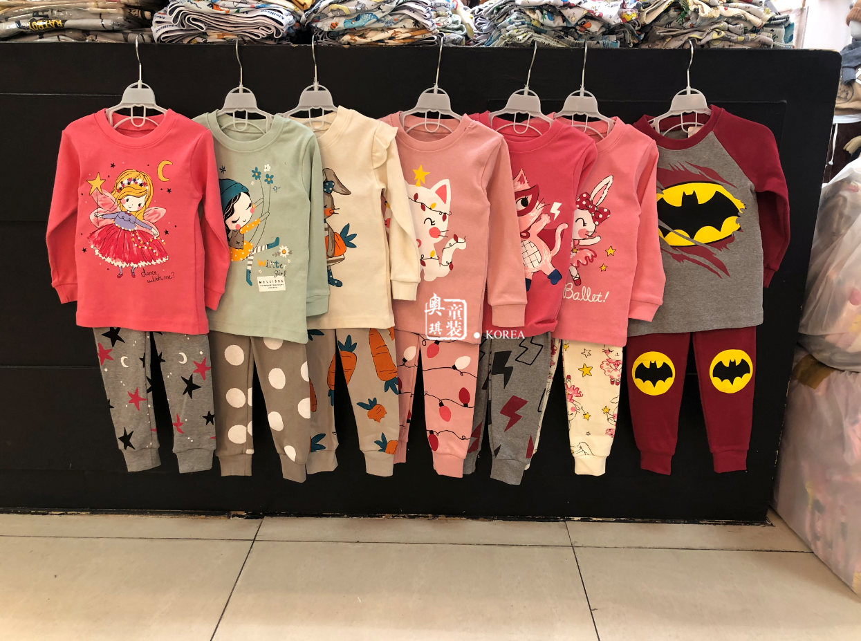 South Korea Imported Children's Clothing Children Underwear Sets Girls Winter Style Cartoon Home Suits Suit Baby Autumn Clothes Pants Pyjamas