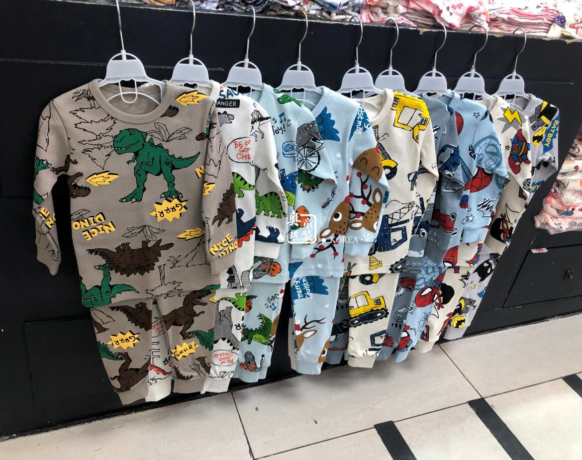 Spot Korea Imported Children's Clothing Children's Home Conserved Boy Girl Comfort Lingerie Suit Baby Cub