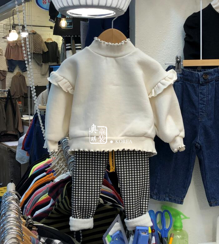 Spot South Korea imported children's clothing 2019 winter new girls' fleece sweater children's pullover casual top 1972