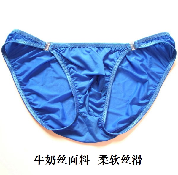 Quần lót nam siêu mỏng gợi cảm thong nam lụa lụa eo thấp trong suốt lụa băng có thể được cởi nút đồ lót T-233 quan sip dui nam