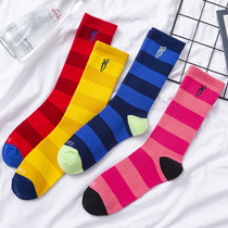 (Nick Socks) trendy stitching gradient Socks female tube spring summer Japanese cute candy color tide Socks