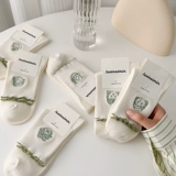 Ник носки зеленый деревянный дизайн вышивки белые женские весна и лето плавное плохое среднее среднее значение милый