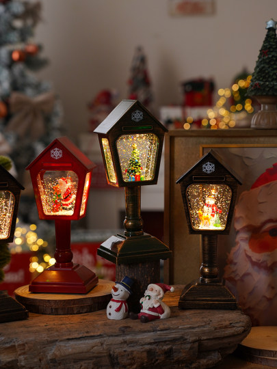 New Christmas Retro Mailbox-Shaped Table Lamp Santa Claus Glowing Music Water Lamp Decorative Desktop Ornament