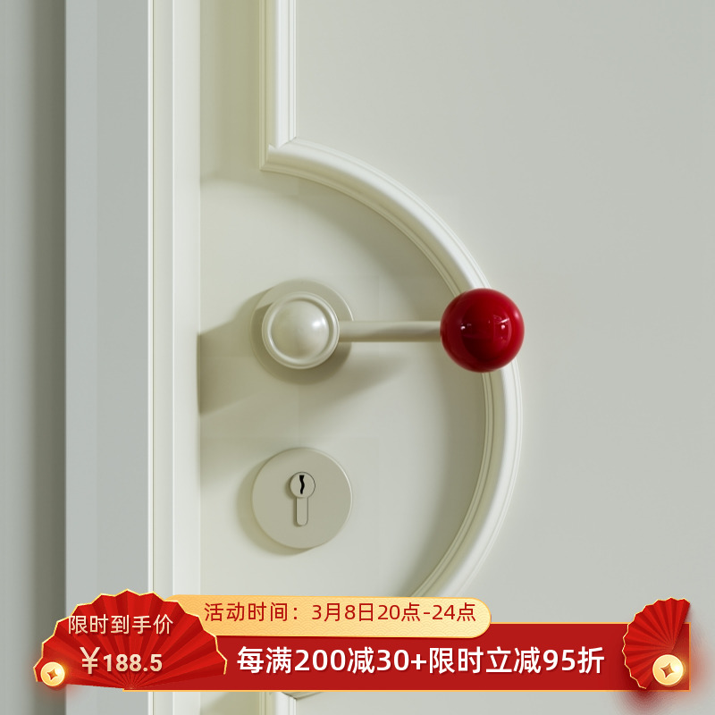 モラン中世スタイルの寝室のドアロック磁気サイレント屋内木製ドアルームドアロックホームルームカラーホワイトドアハンドル