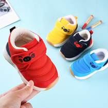 Baby toddler shoes women 0 a 1-3 years old 2 autumn and winter plus velvet thickened mens baby shoes Children soft bottom treasure cotton shoes