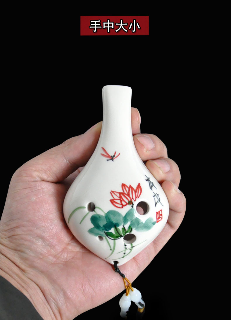 Giới thiệu người mới bắt đầu 6 lỗ Ocarina C giai điệu AC điều chỉnh nhạc cụ chơi nhạc dài miệng nhóm học vẽ tay mua nhạc cụ - Nhạc cụ dân tộc ống sáo