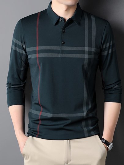 Stifer Genne Striped Long-Sleeved T-Shirt for Men, Spring and Autum 2025 New Classy Casual Men's Polo Shirt