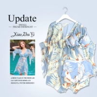 Cặp đôi đi biển đi biển 2018 mẫu mới của cặp đôi Hàn Quốc thiết lập váy ba mảnh kỳ nghỉ spa bảo thủ 	đồ đôi đi biển big size