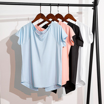 Yoga sports loose running quick-dry wear beauty back shirt fitness vest sexy womens coat Spring short sleeve backless