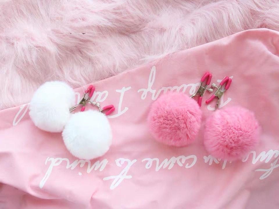 Plush suede Dairy clip SM tone teaching cute fur balls plush milk clip Breast Milk Torture with Mimi clips