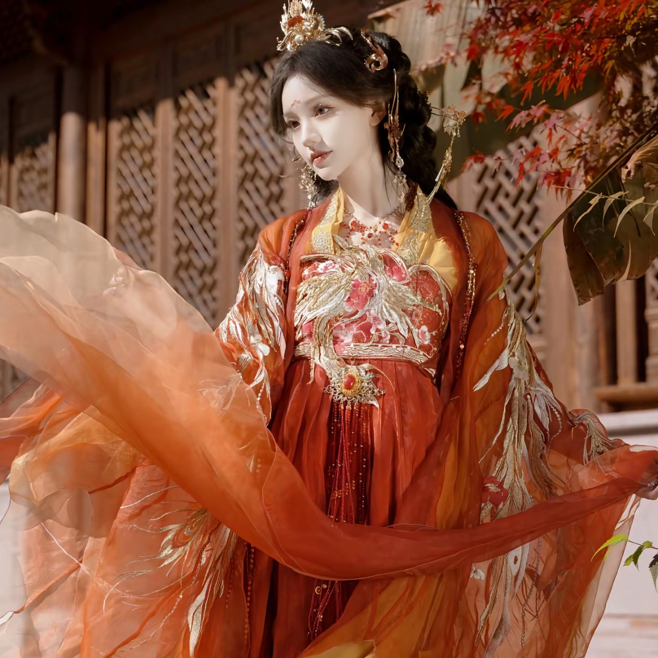 唐制汉服女【九天玄女】精工刺绣大袖衫：春日国风大典走秀款，美出新
