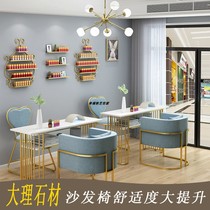 Nail shop decoration net red table and chair set ins Nordic marble Modern single double manicure table Economical