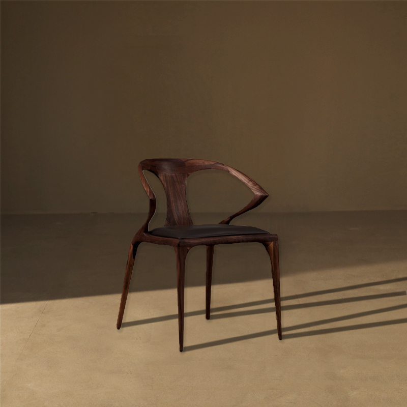 North American Black Walnuts Wood Dining Chair Willy-style Light Lavish Office Chair Wood Wax Oil Craft Brief Solid Wood With Armrests Chair-Taobao