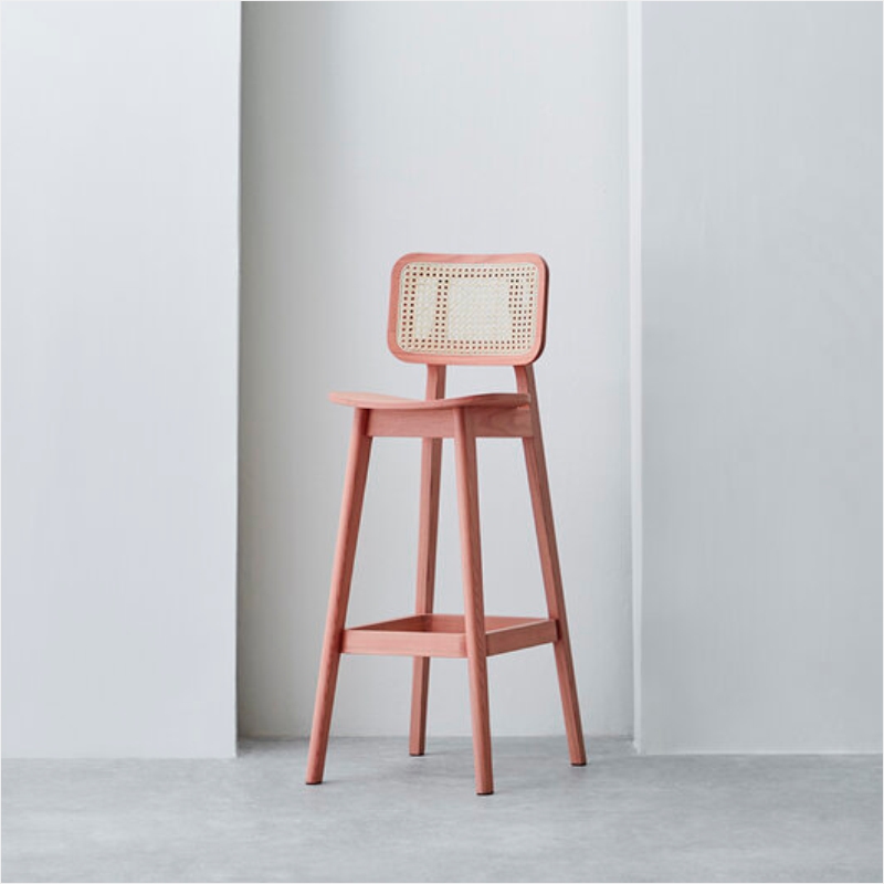 Nordic Vines Bar Table Chair Solid Wood Bar Stool Designer Brief Backrest High Chair Cafe Café Home Front Desk Chair