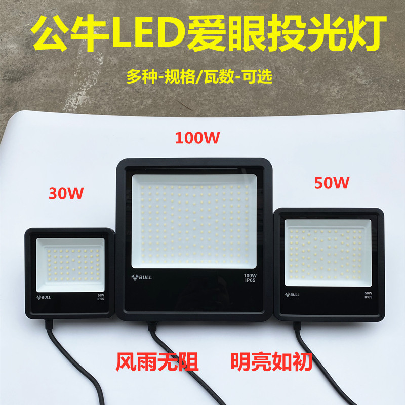 Bull led flood light outdoor waterproof super bright project special outdoor 50W lighting lights courtyard 100W projection lights