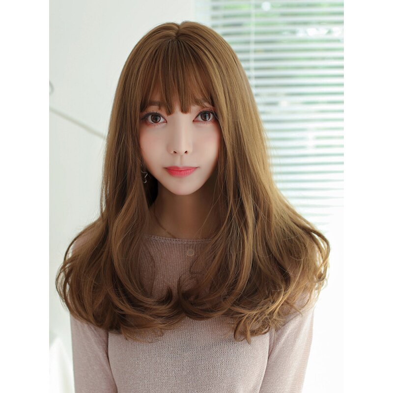 Wig female long hair big wave fashion cute net red real fashion natural face repair medium long hair natural fluffy long hair