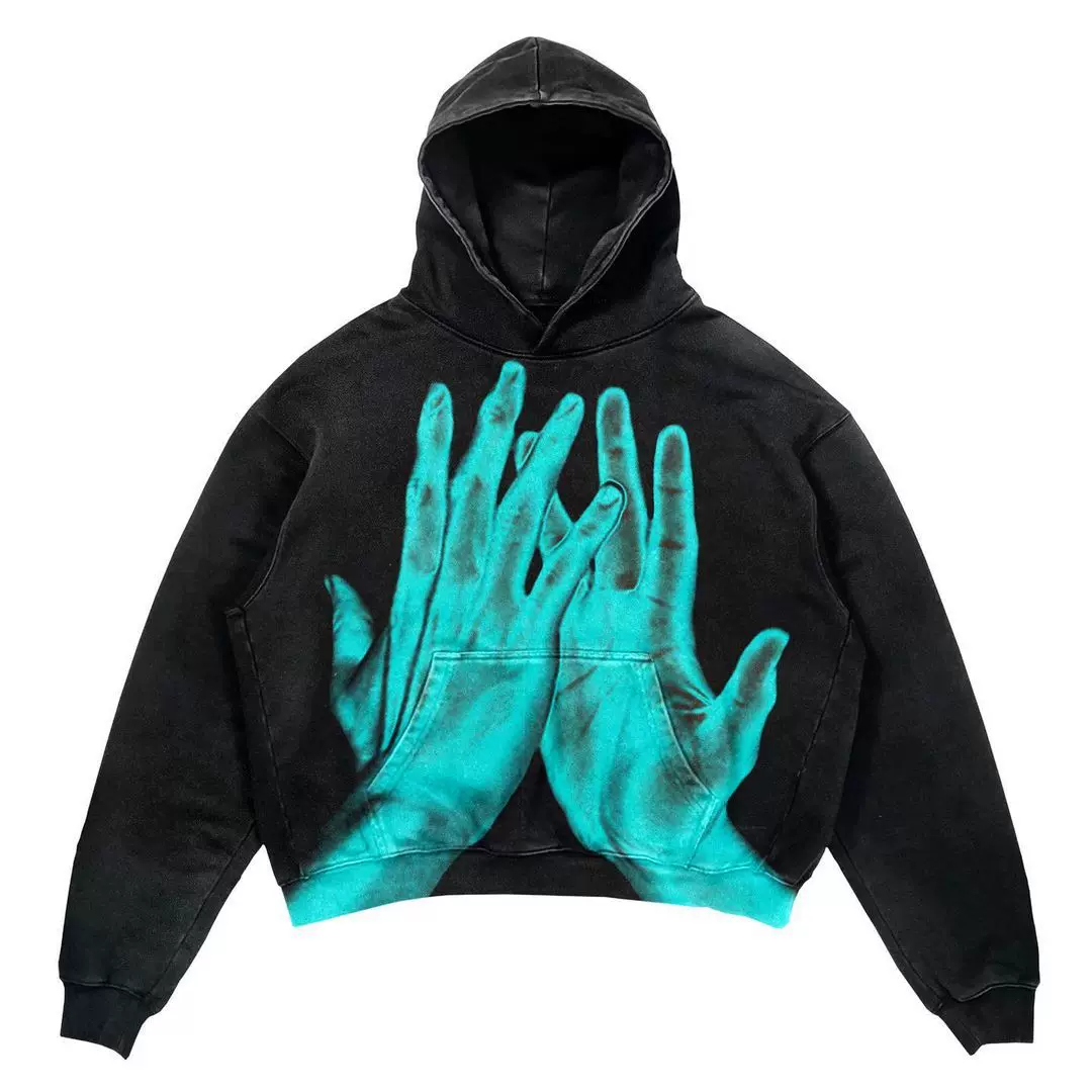Худи с панк-принтом ХАРАБУКУ FASHION OVERSIZE HOODIE HIP-HOP