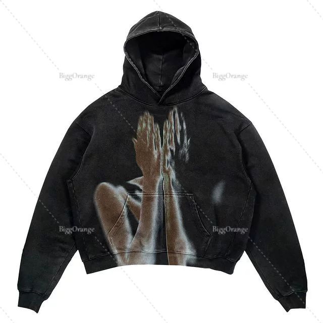 Худи с панк-принтом ХАРАБУКУ FASHION OVERSIZE HOODIE HIP-HOP