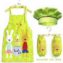 New childrens waterproof apron sleeve chefs hat three-piece set painting painting clothes Baby Kindergarten